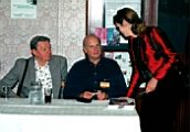 Gerry Anderson together with Ed Bishop and Gabrielle Drake
