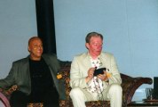 Peter Gordeno and Ed Bishop on stage